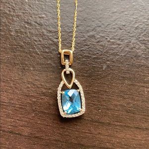 Aquamarine and real diamonds necklace